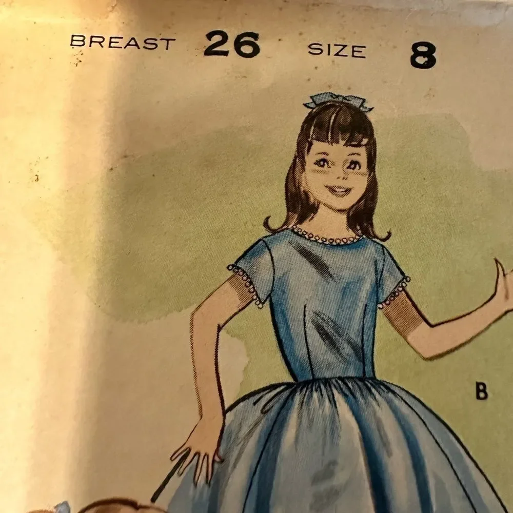 60’s Girls Dress Buttericks 9356 Sewing Pattern - Size 8 Girls - UNCUT
